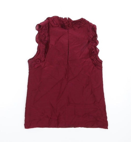 French Connection Womens Red Cotton Basic Tank Size 6 Round Neck