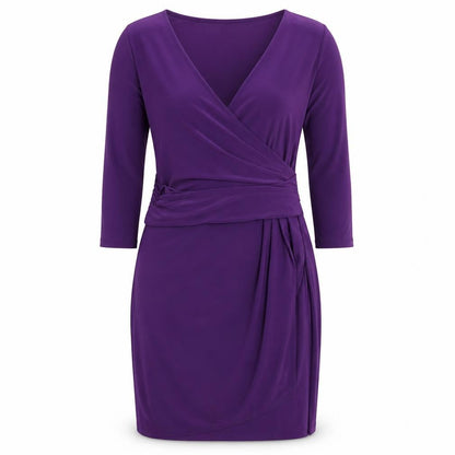 Kaliko Womens Purple Polyester Pencil Dress Size 14 V-Neck Pullover
