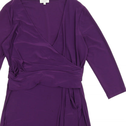 Kaliko Womens Purple Polyester Pencil Dress Size 14 V-Neck Pullover
