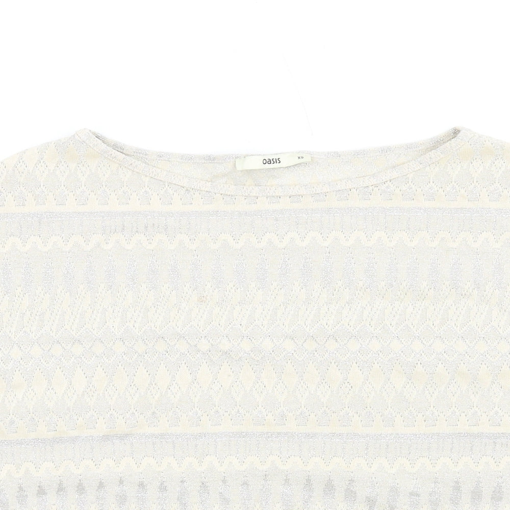 Womens UK Size XS Oasis Ivory Basic T-Shirt