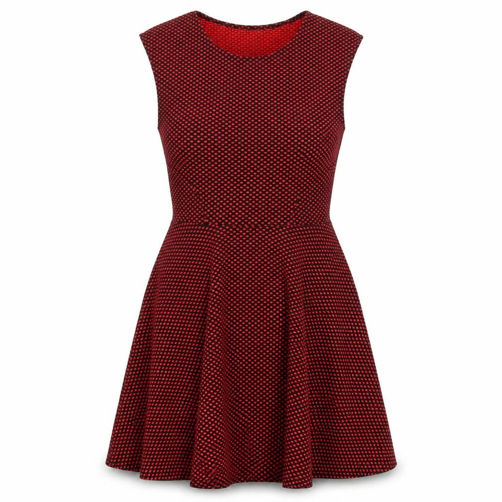 AX Paris Womens Red Polka Dot Polyester Skater Dress Size 8 Round Neck Pullover