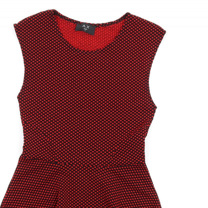 AX Paris Womens Red Polka Dot Polyester Skater Dress Size 8 Round Neck Pullover