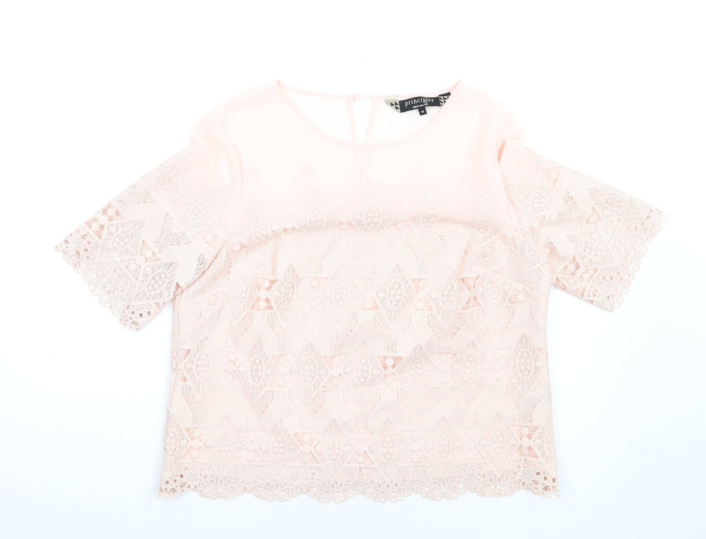 Womens UK Size 14 Principles Pink Basic T-Shirt