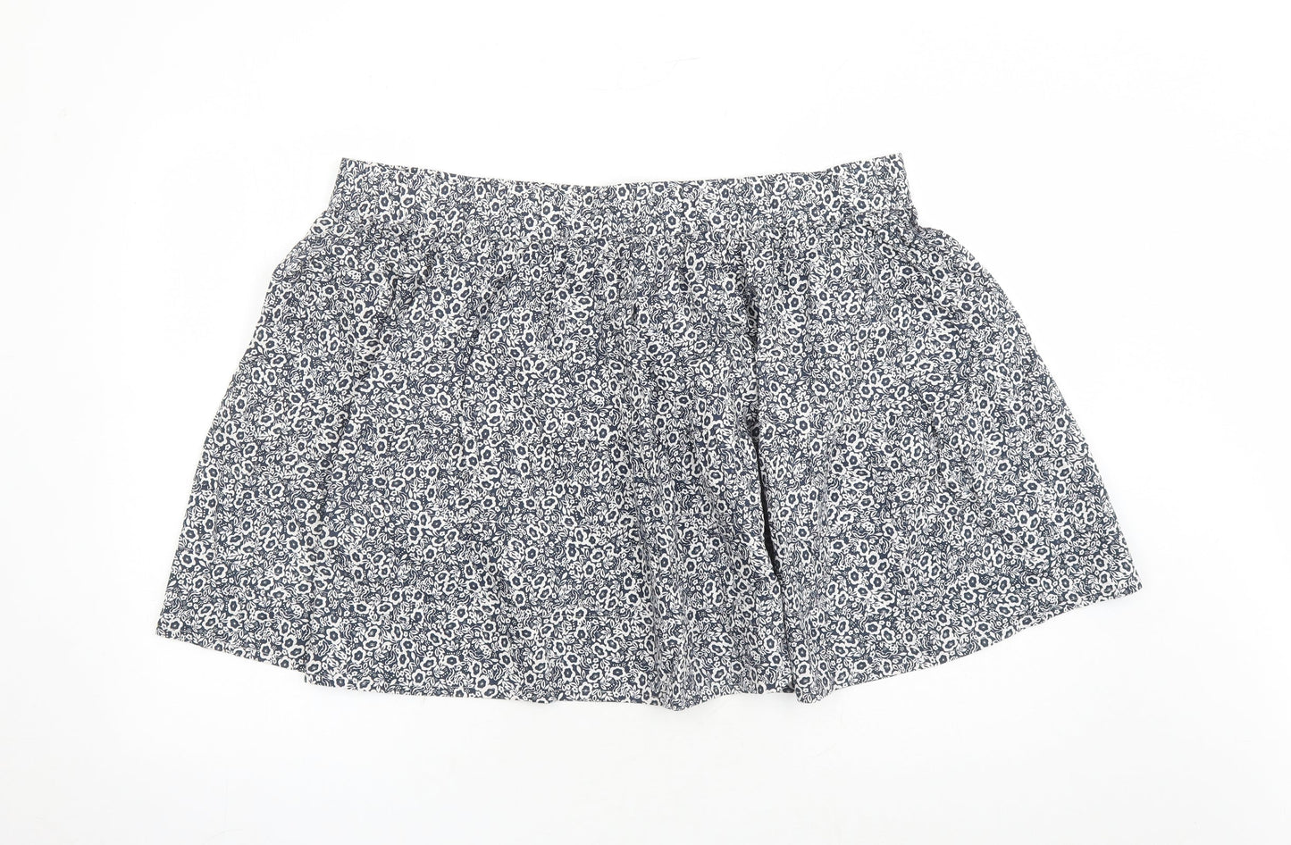 Marks and Spencer Womens Blue Floral Cotton Swing Skirt Size 22 - Elasticated Waist