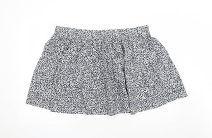 Marks and Spencer Womens Blue Floral Cotton Swing Skirt Size 22 - Elasticated Waist