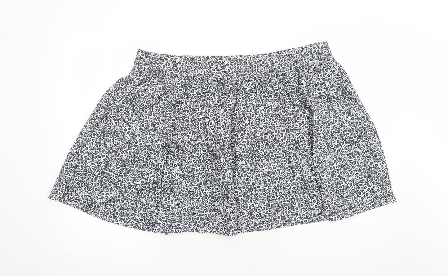 Marks and Spencer Womens Blue Floral Cotton Swing Skirt Size 22 - Elasticated Waist