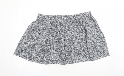 Marks and Spencer Womens Blue Floral Cotton Swing Skirt Size 22 - Elasticated Waist