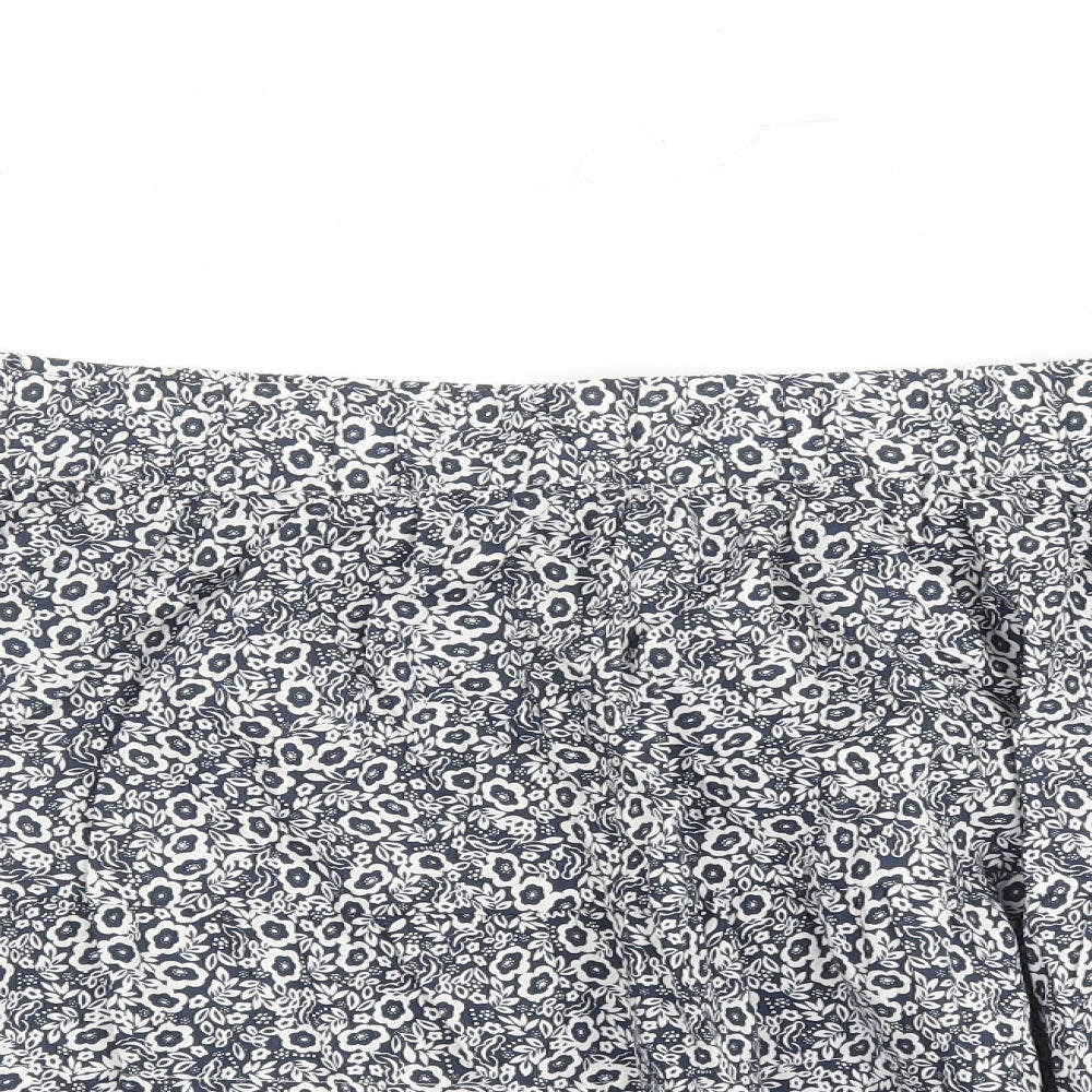 Marks and Spencer Womens Blue Floral Cotton Swing Skirt Size 22 - Elasticated Waist