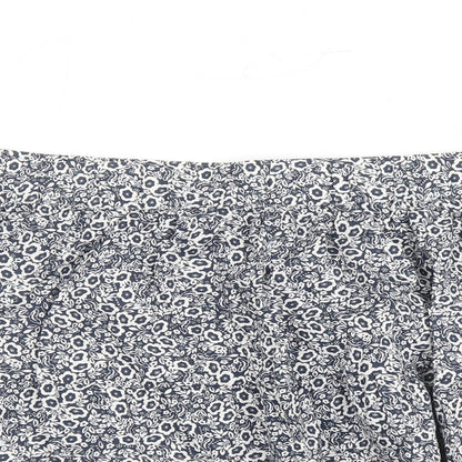 Marks and Spencer Womens Blue Floral Cotton Swing Skirt Size 22 - Elasticated Waist