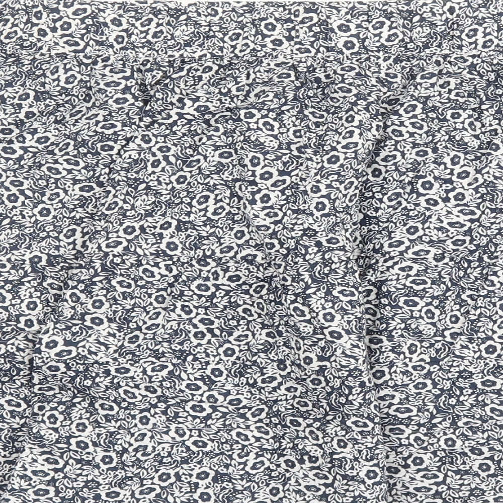 Marks and Spencer Womens Blue Floral Cotton Swing Skirt Size 22 - Elasticated Waist