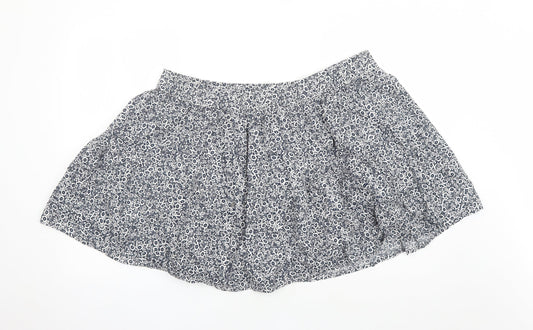 Marks and Spencer Womens Blue Floral Cotton Swing Skirt Size 22 - Elasticated Waist