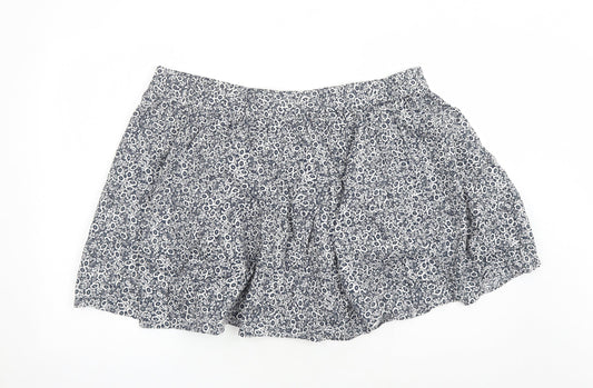 Marks and Spencer Womens Blue Floral Cotton Swing Skirt Size 22 - Elasticated Waist