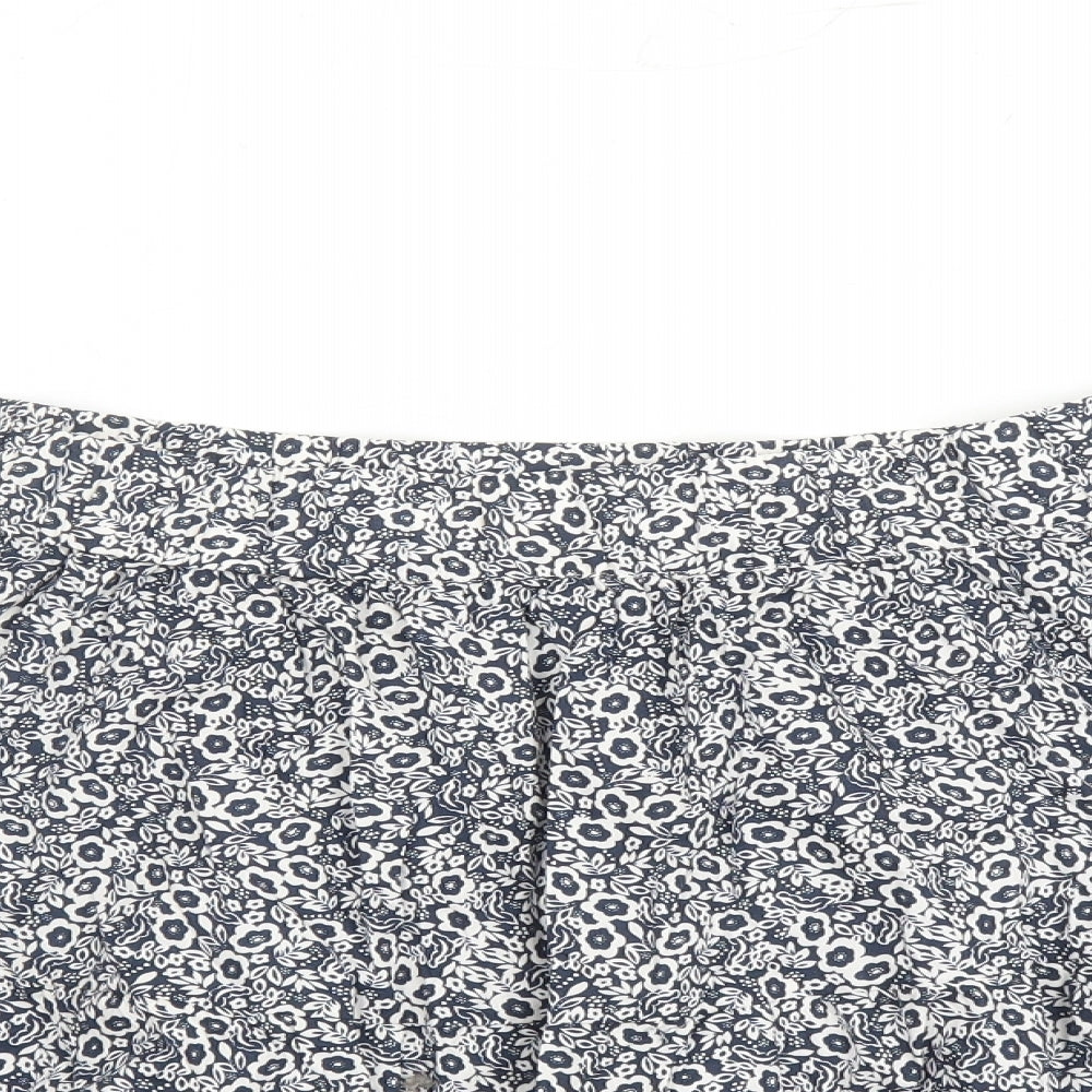 Marks and Spencer Womens Blue Floral Cotton Swing Skirt Size 22 - Elasticated Waist