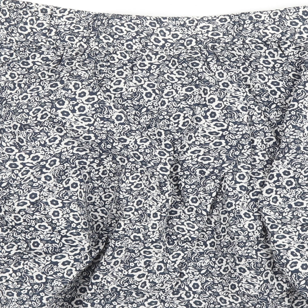 Marks and Spencer Womens Blue Floral Cotton Swing Skirt Size 22 - Elasticated Waist