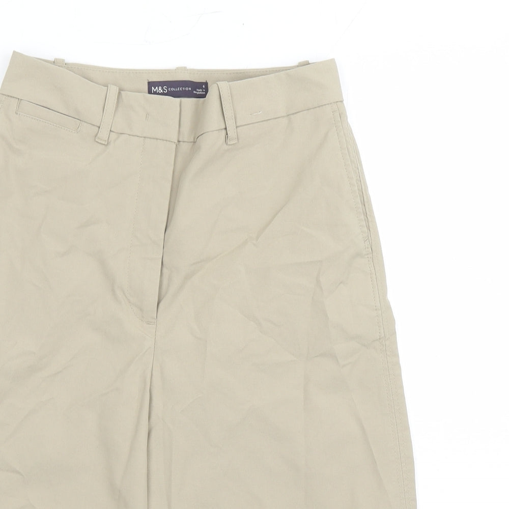 Marks and Spencer Womens Green Cotton Bermuda Shorts Size 6 L12 in Regular Zip