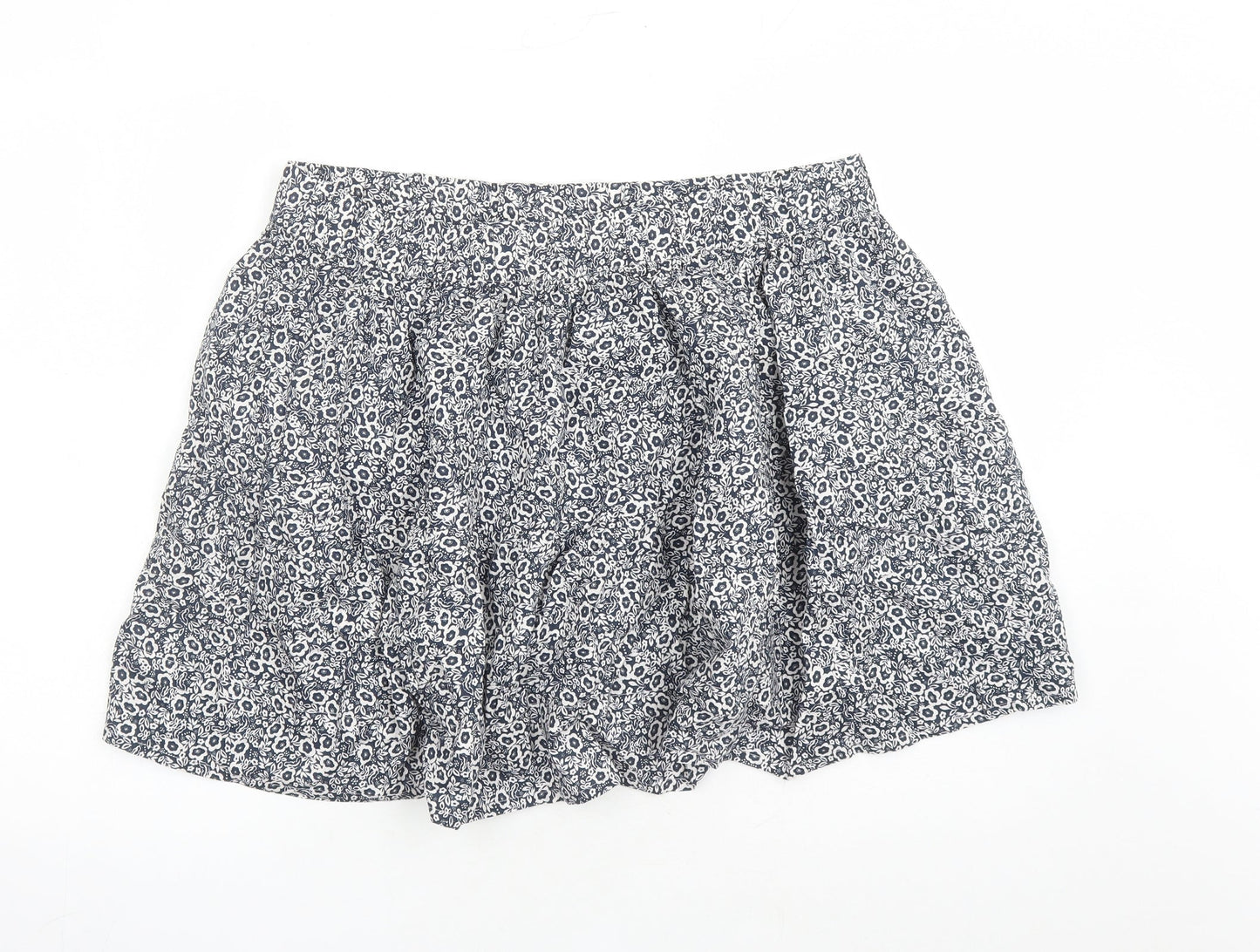 Marks and Spencer Womens Blue Floral Cotton Swing Skirt Size 18 - Elasticated Waist