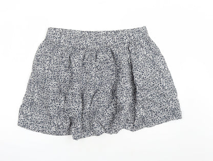 Marks and Spencer Womens Blue Floral Cotton Swing Skirt Size 18 - Elasticated Waist