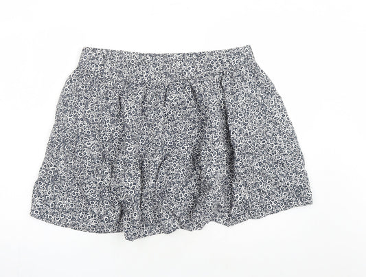 Marks and Spencer Womens Blue Floral Cotton Swing Skirt Size 18 - Elasticated Waist