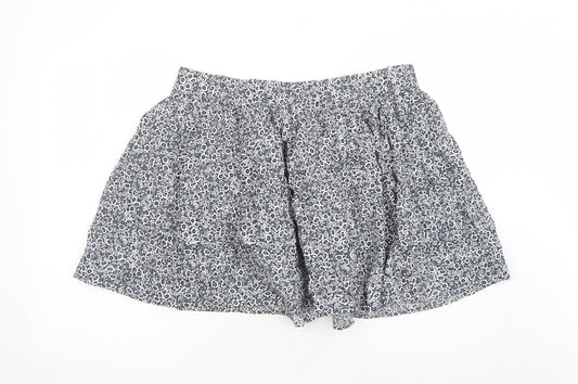 Marks and Spencer Womens Blue Floral Cotton Swing Skirt Size 18 - Elasticated Waist