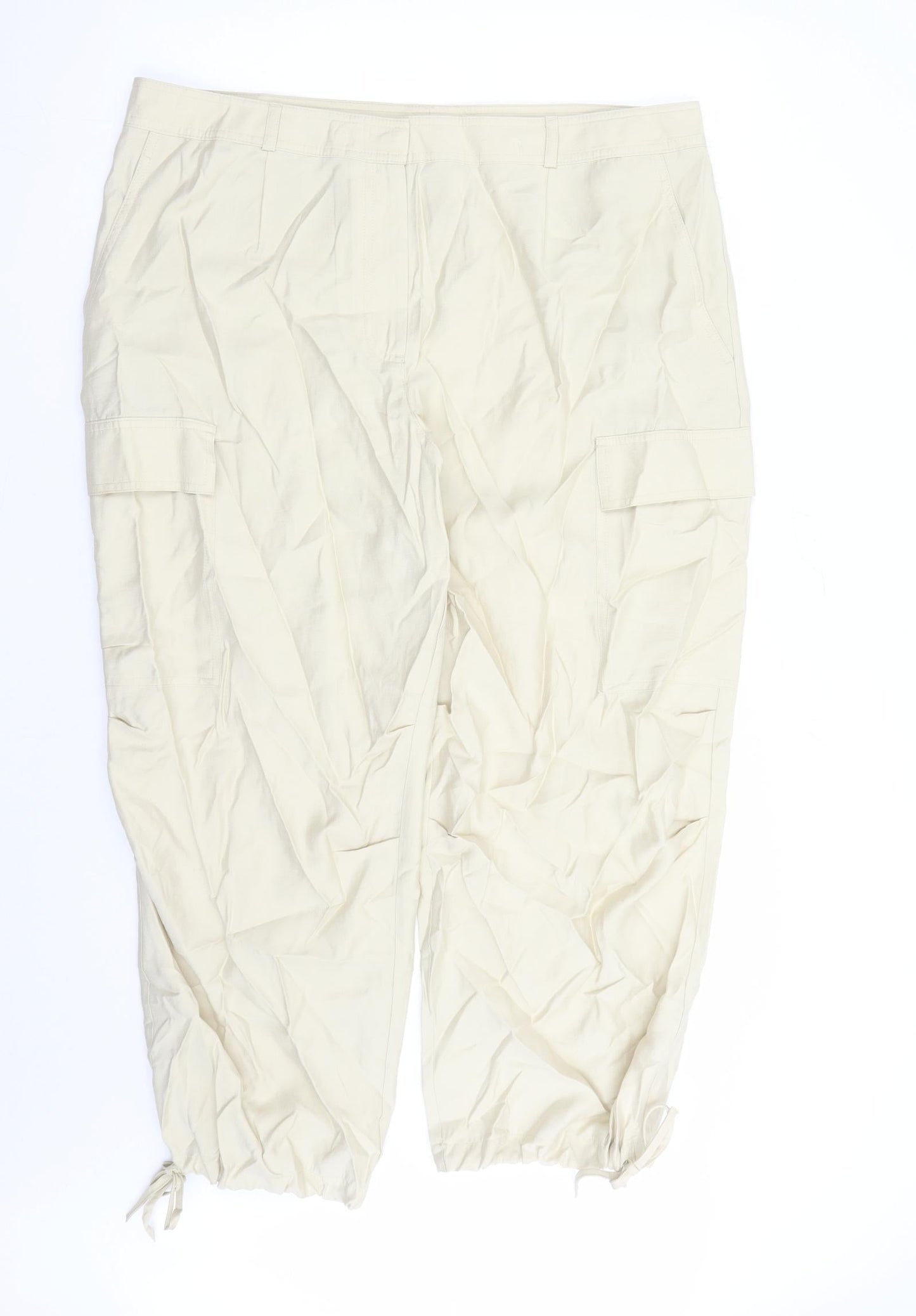 Womens UK Size 20 Marks and Spencer Regular Fit Cargo Beige Trousers