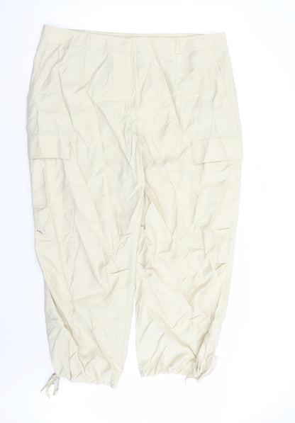 Womens UK Size 20 Marks and Spencer Regular Fit Cargo Beige Trousers