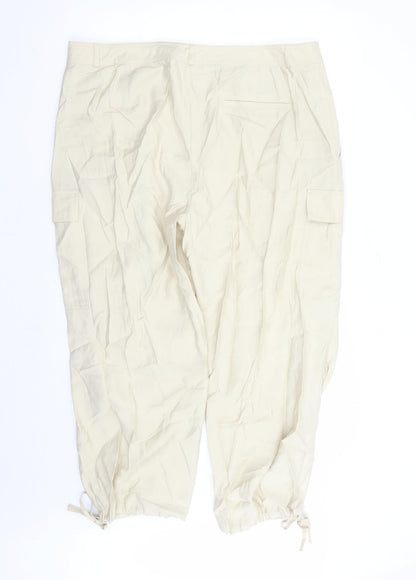 Womens UK Size 20 Marks and Spencer Regular Fit Cargo Beige Trousers