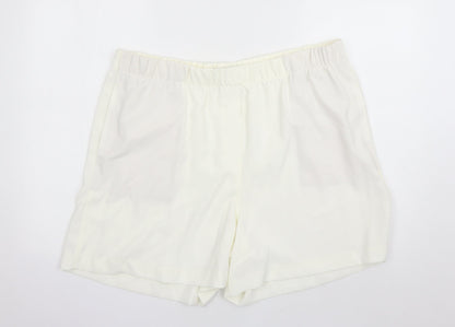 Marks and Spencer Womens Ivory Polyester Bermuda Shorts Size 20 L5 in Regular - Elasticated Waist