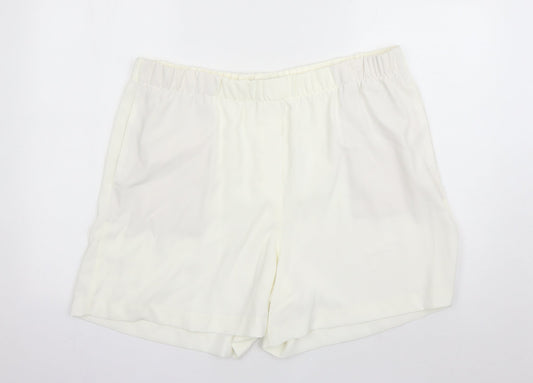 Marks and Spencer Womens Ivory Polyester Bermuda Shorts Size 20 L5 in Regular - Elasticated Waist