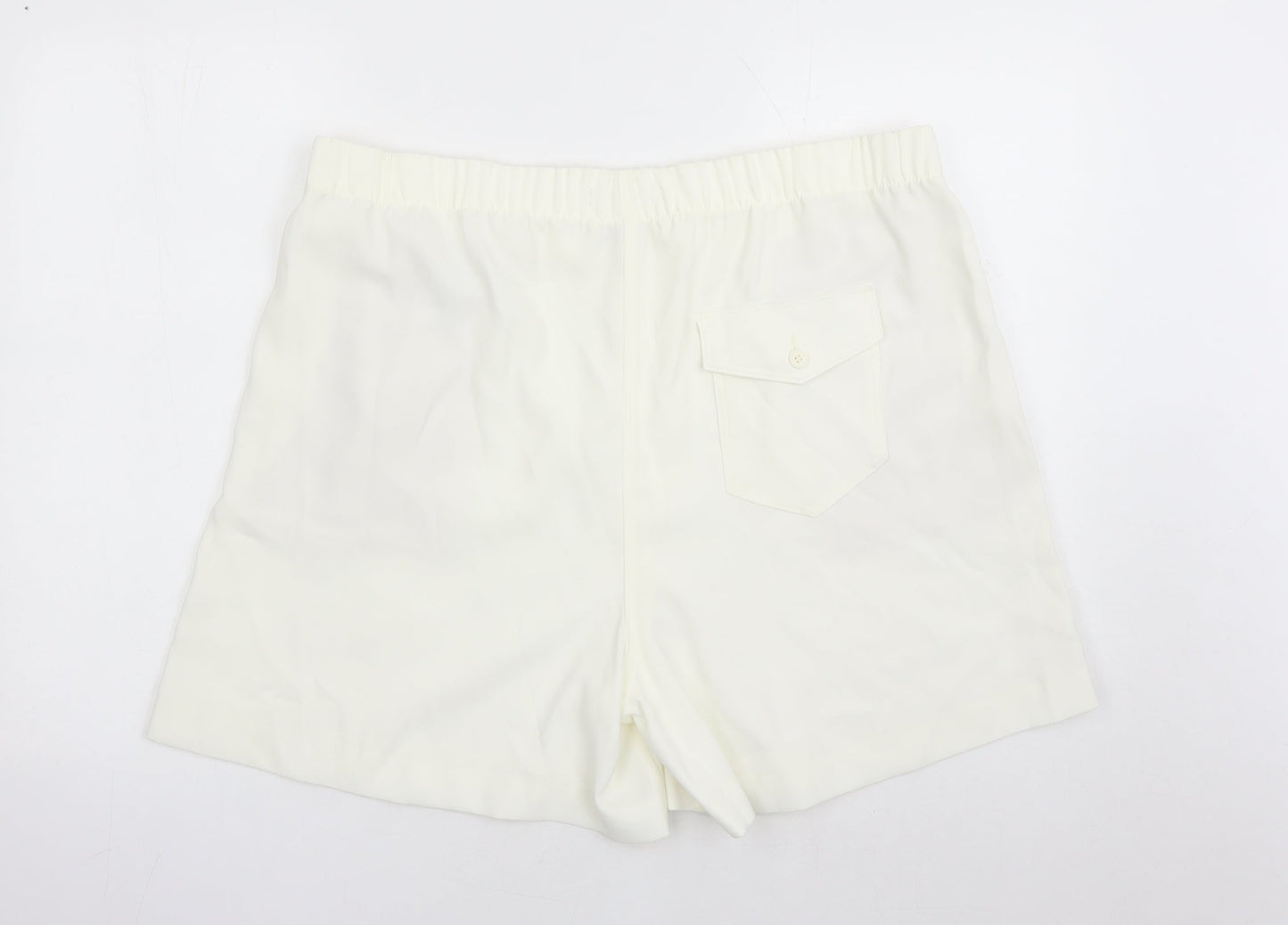 Marks and Spencer Womens Ivory Polyester Bermuda Shorts Size 20 L5 in Regular - Elasticated Waist