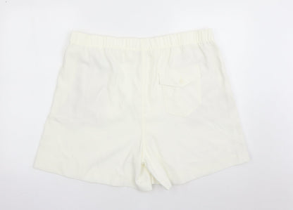 Marks and Spencer Womens Ivory Polyester Bermuda Shorts Size 20 L5 in Regular - Elasticated Waist