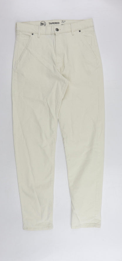 Womens UK Size 32 in Marks and Spencer Regular Fit  Ivory Trousers