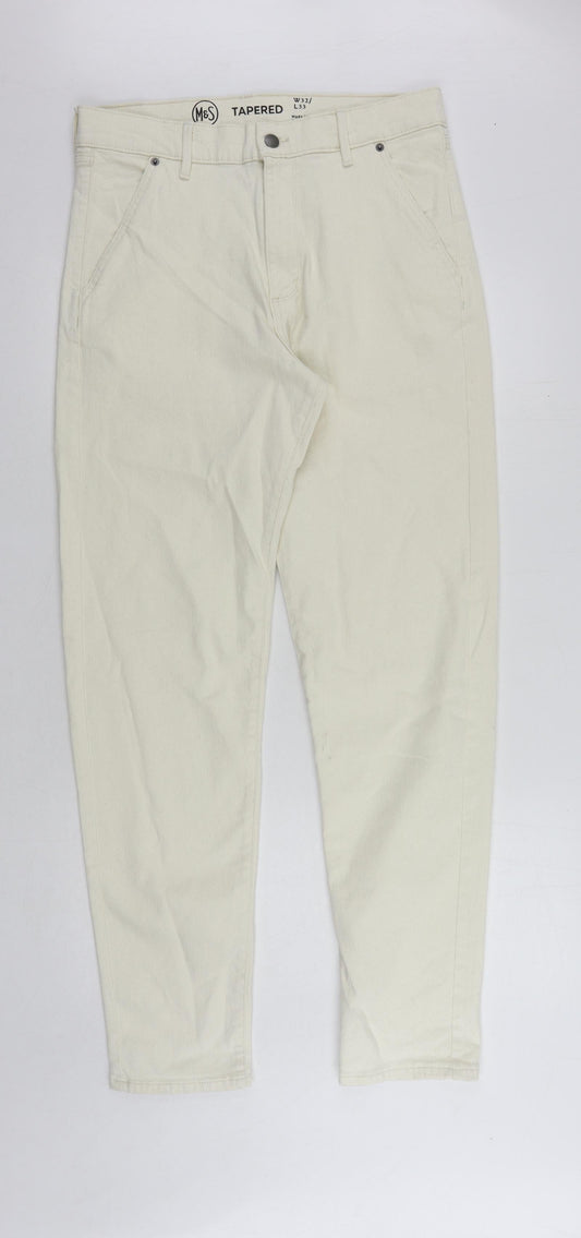 Womens UK Size 32 in Marks and Spencer Regular Fit  Ivory Trousers