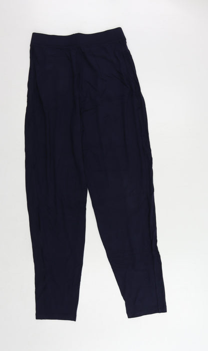 Marks and Spencer Womens Blue Viscose Jogger Trousers Size 8 L29 in Regular - Elastic Waist