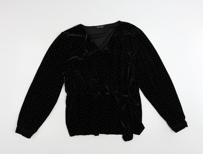 Womens UK Size 20 Marks and Spencer Black Wrap Blouse