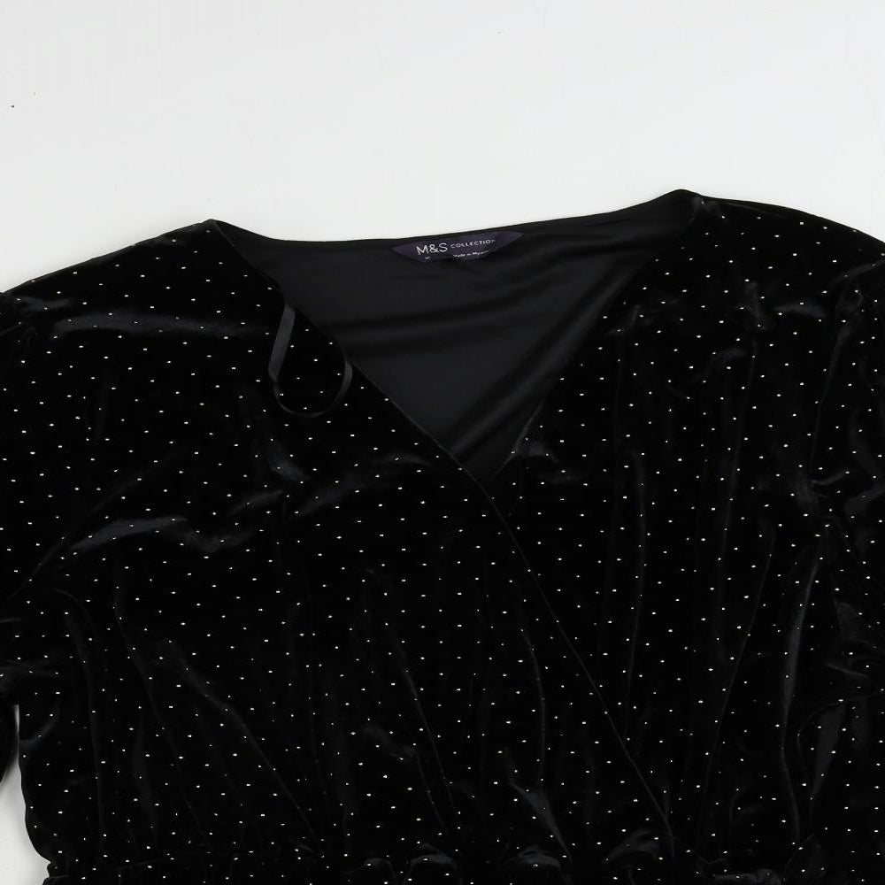 Womens UK Size 20 Marks and Spencer Black Wrap Blouse