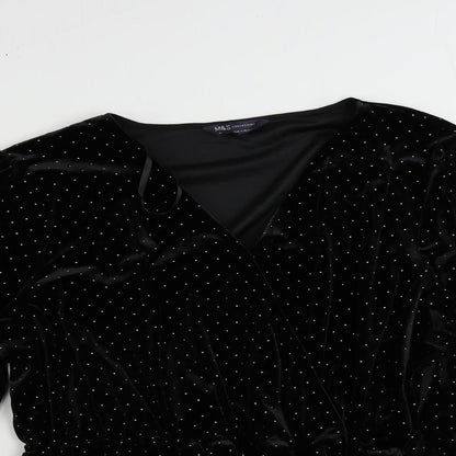 Womens UK Size 20 Marks and Spencer Black Wrap Blouse