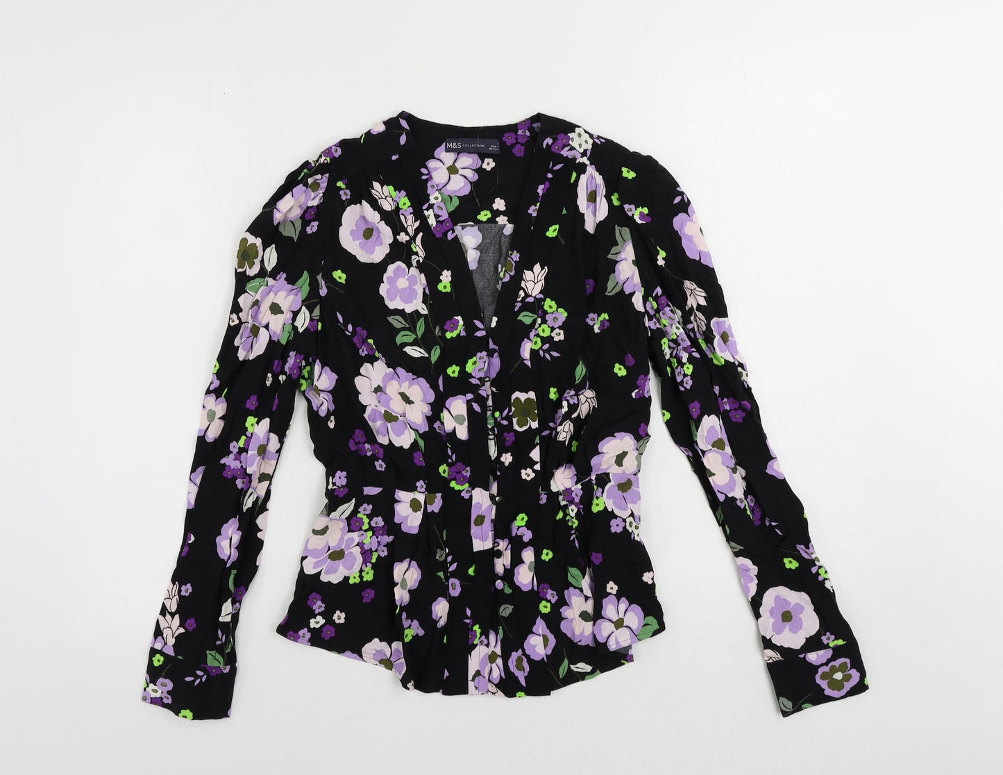 Womens UK Size 8 Marks and Spencer Black Basic Button-Up