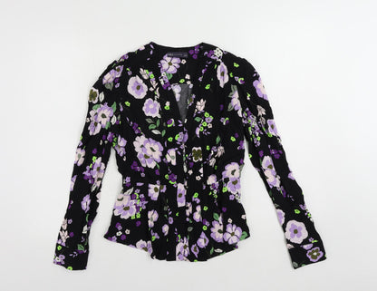 Womens UK Size 8 Marks and Spencer Black Basic Button-Up
