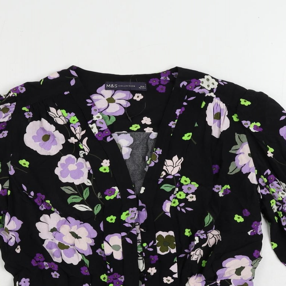 Womens UK Size 8 Marks and Spencer Black Basic Button-Up