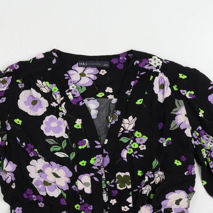 Womens UK Size 8 Marks and Spencer Black Basic Button-Up