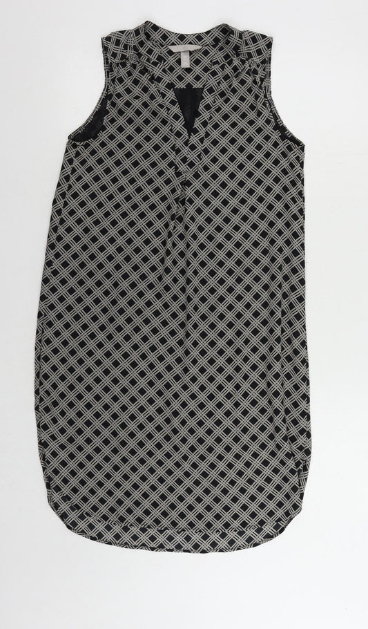 H&M Womens Black Geometric Polyester Shift Size 6 V-Neck Pullover
