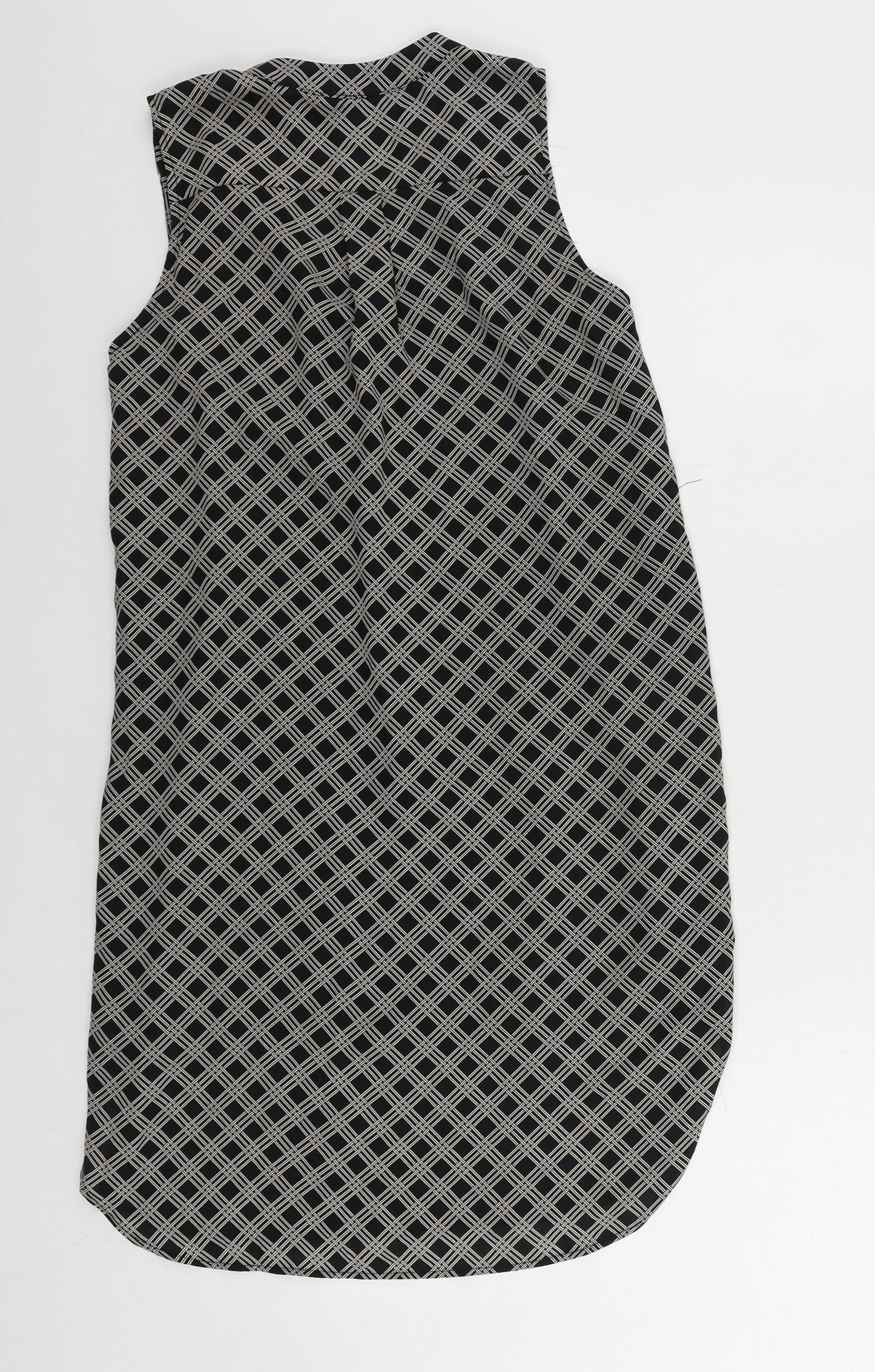 H&M Womens Black Geometric Polyester Shift Size 6 V-Neck Pullover