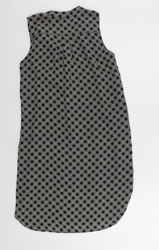 H&M Womens Black Geometric Polyester Shift Size 6 V-Neck Pullover