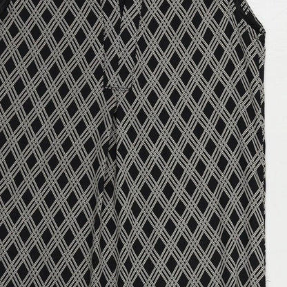 H&M Womens Black Geometric Polyester Shift Size 6 V-Neck Pullover