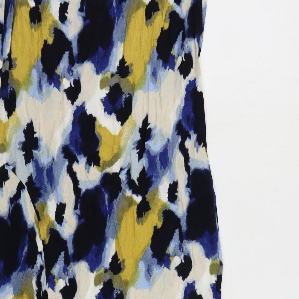 Marks and Spencer Womens Multicoloured Geometric Viscose A-Line Size 8 Round Neck Button
