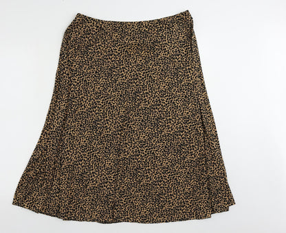 Oasis Womens Brown Animal Print Polyester A-Line Skirt Size XL - Elastic Waist