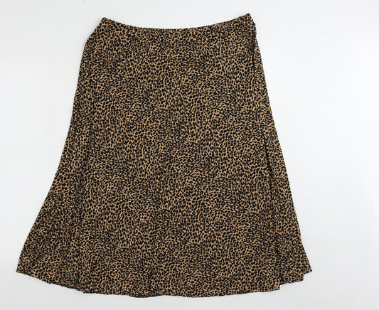 Oasis Womens Brown Animal Print Polyester A-Line Skirt Size XL - Elastic Waist
