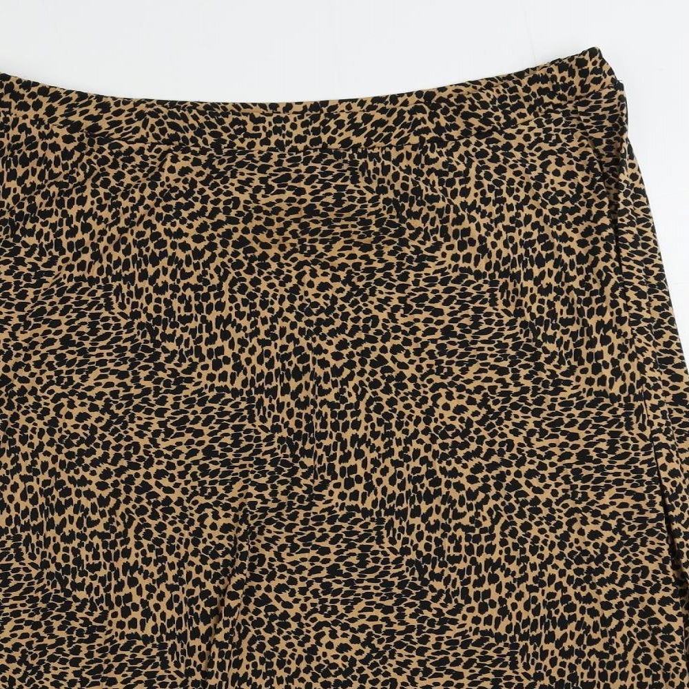 Oasis Womens Brown Animal Print Polyester A-Line Skirt Size XL - Elastic Waist