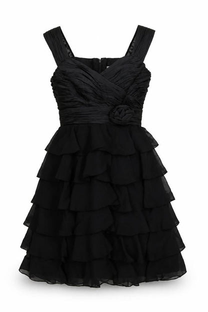 JS Boutique Womens Black Polyester A-Line Size 10 V-Neck Zip - Ruffle