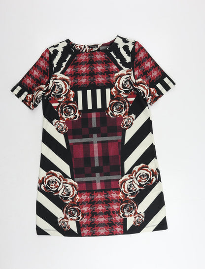 River Island Womens Multicoloured Geometric Polyester Shift Size 10 Boat Neck Pullover